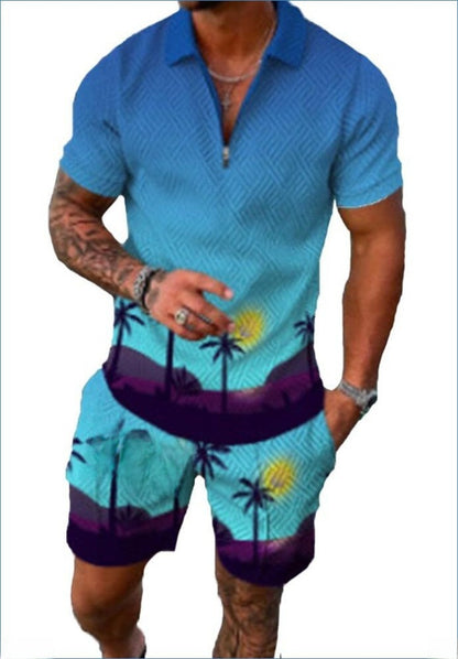Men's Short Sleeve Shirt and Shorts Set