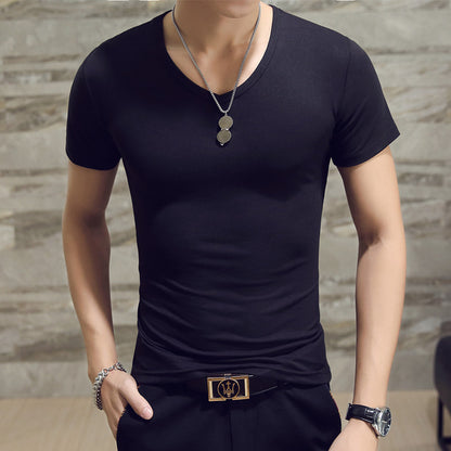 Men's Short Sleeve T-Shirt Korean Style Solid Color