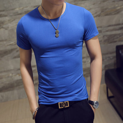 Men's Short Sleeve T-Shirt Korean Style Solid Color