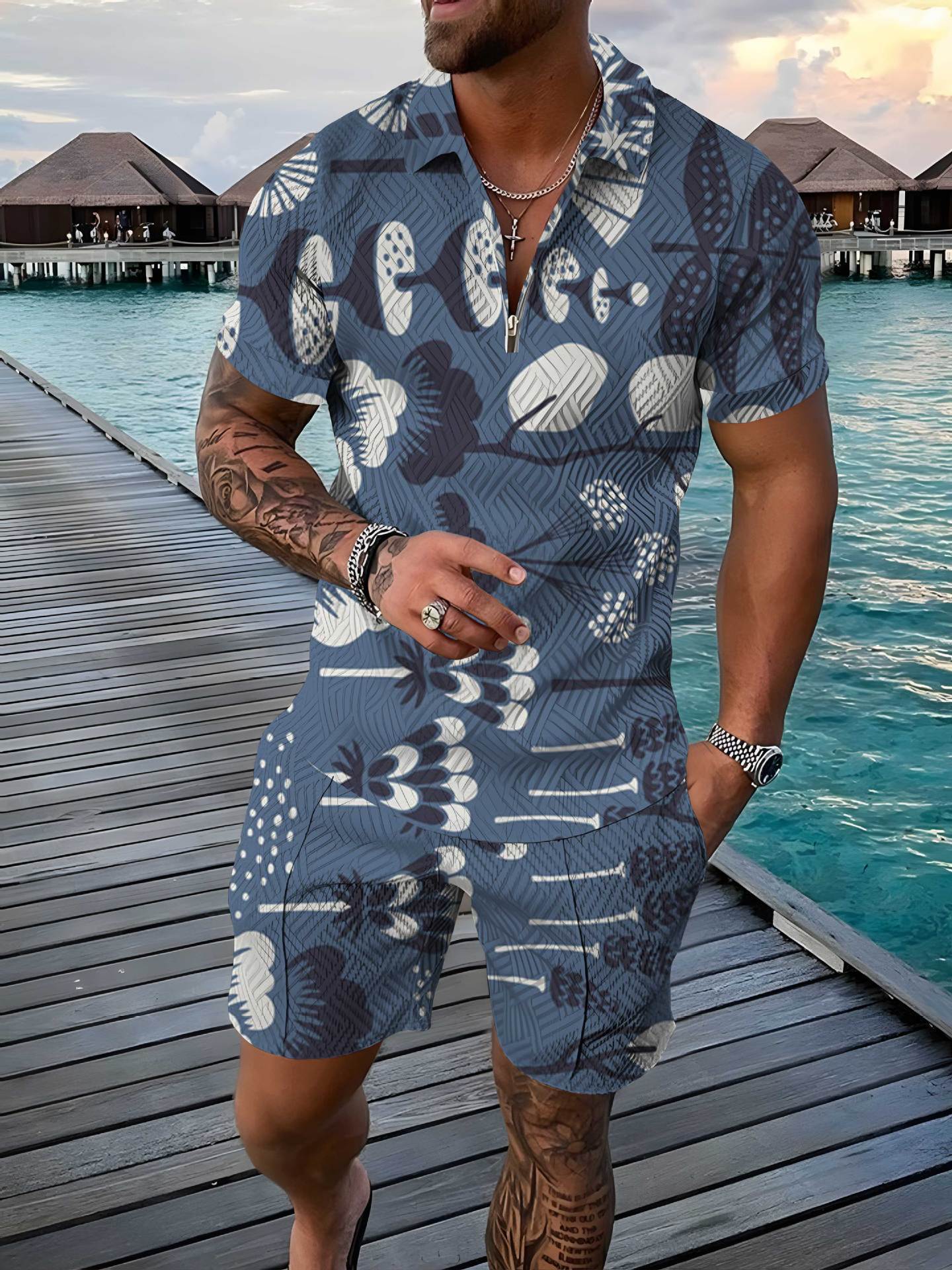 Men's short-sleeved Polo shirt set