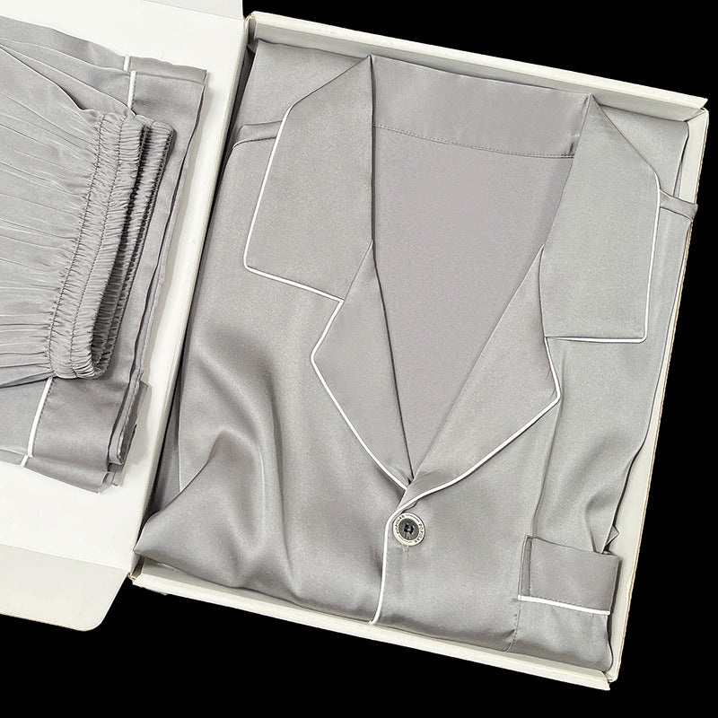 Men's Simulated Silk Pajama Set