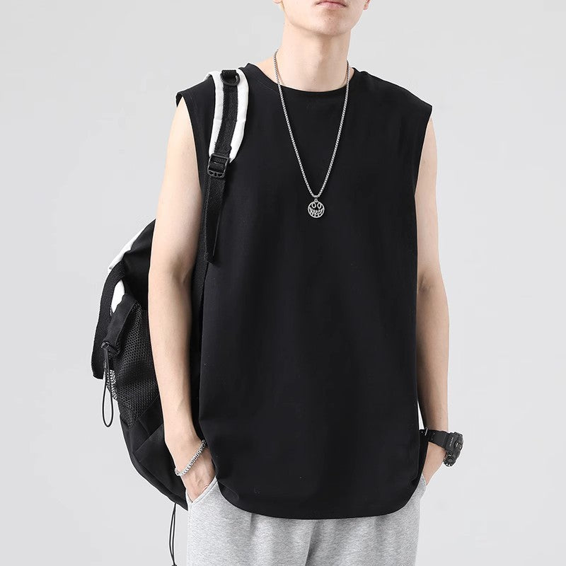 Men's Sleeveless T-shirt Loose Fit Summer Basic Cotton Comfortable Casual