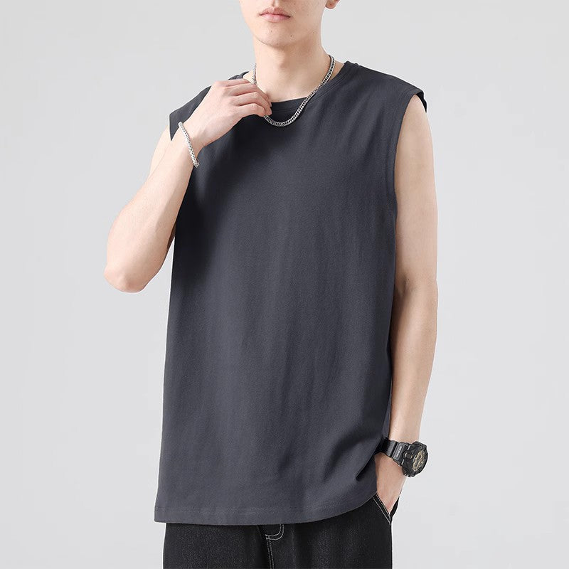 Men's Sleeveless T-shirt Loose Fit Summer Basic Cotton Comfortable Casual