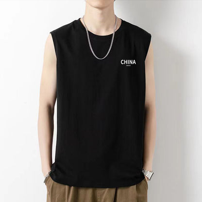 Men's Sleeveless T-shirt Loose Fit Summer Basic Cotton Comfortable Casual