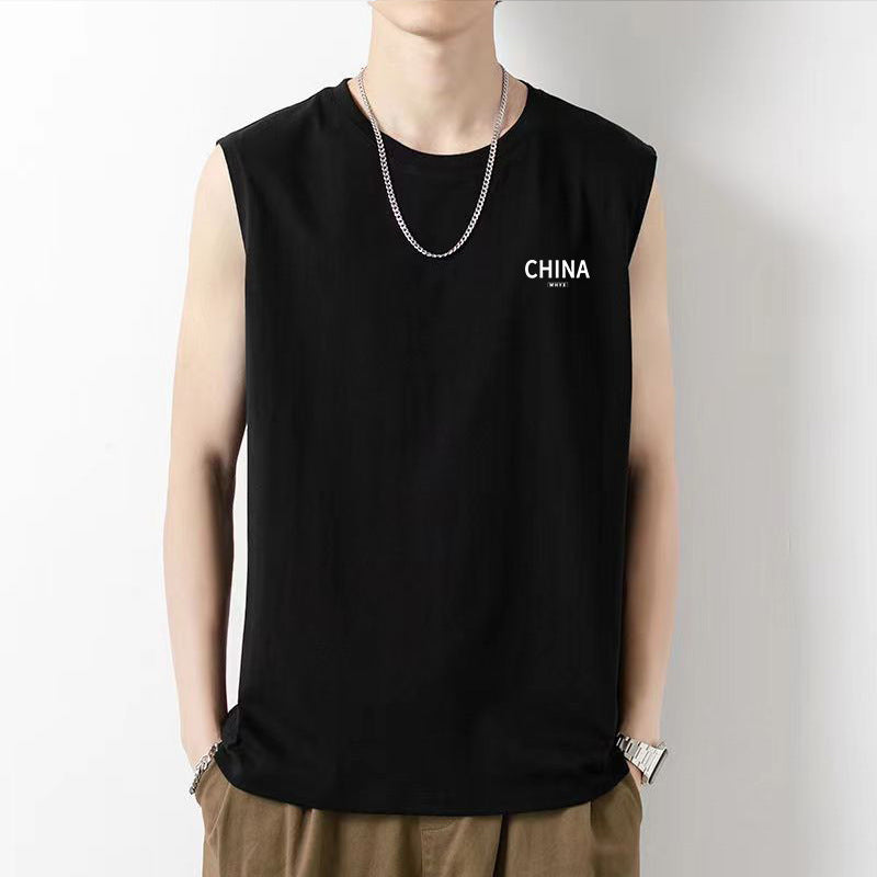 Men's Sleeveless T-shirt Loose Fit Summer Basic Cotton Comfortable Casual