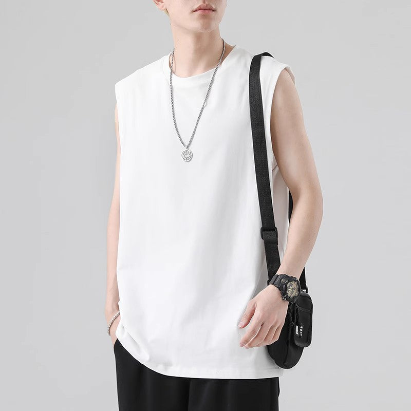 Men's Sleeveless T-shirt Loose Fit Summer Basic Cotton Comfortable Casual