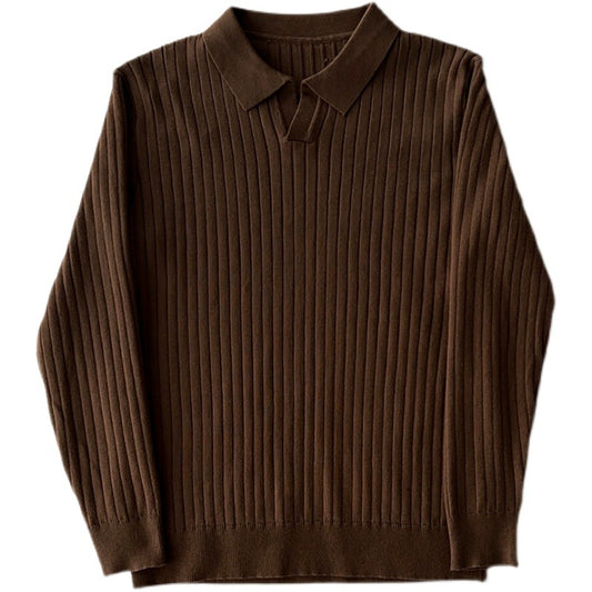 Men's Slim-fit Elastic Lapel Knitwear T-shirt