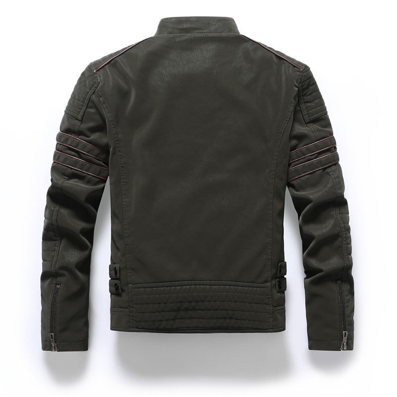 Men's Slim Fit Frosted PU Leather Jacket