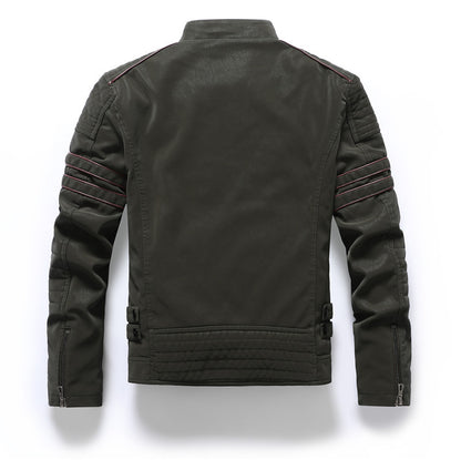 Men's Slim Fit Frosted PU Leather Jacket