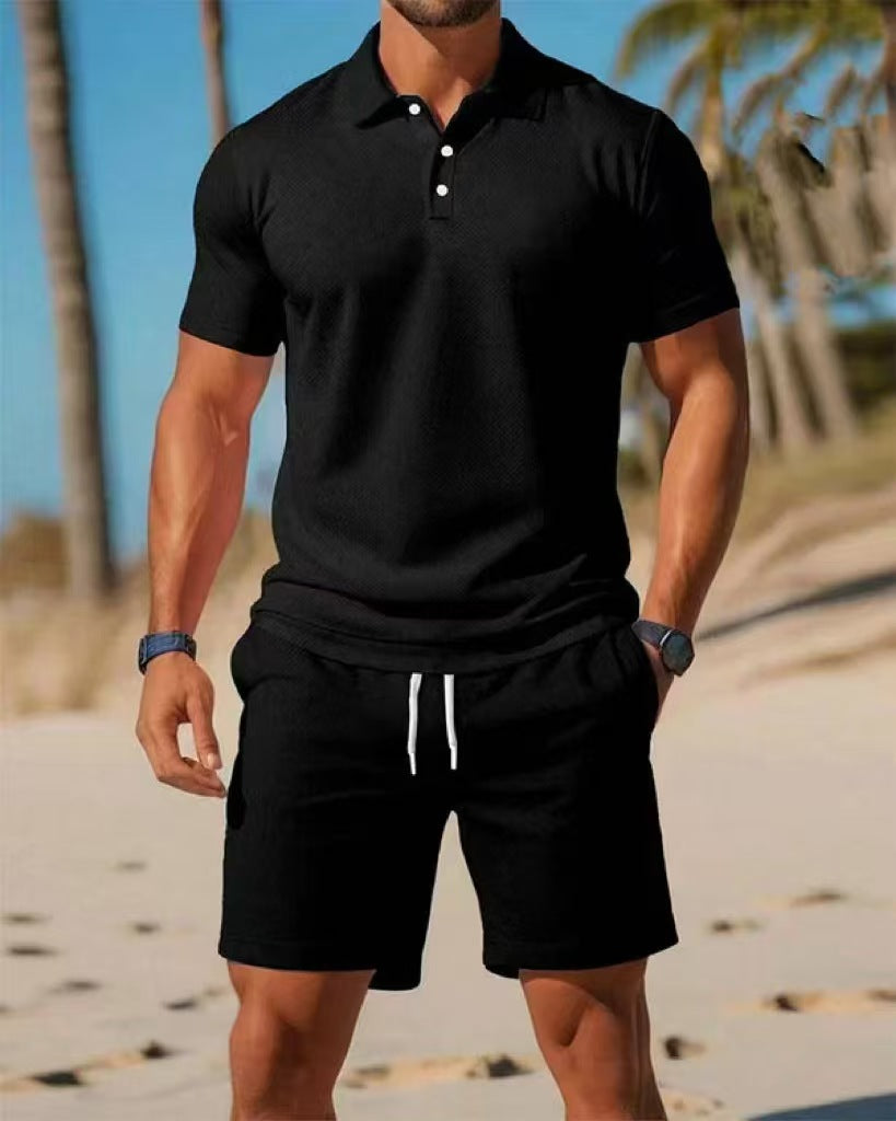 Men's Slim Fit Polo Shirt and Shorts Set