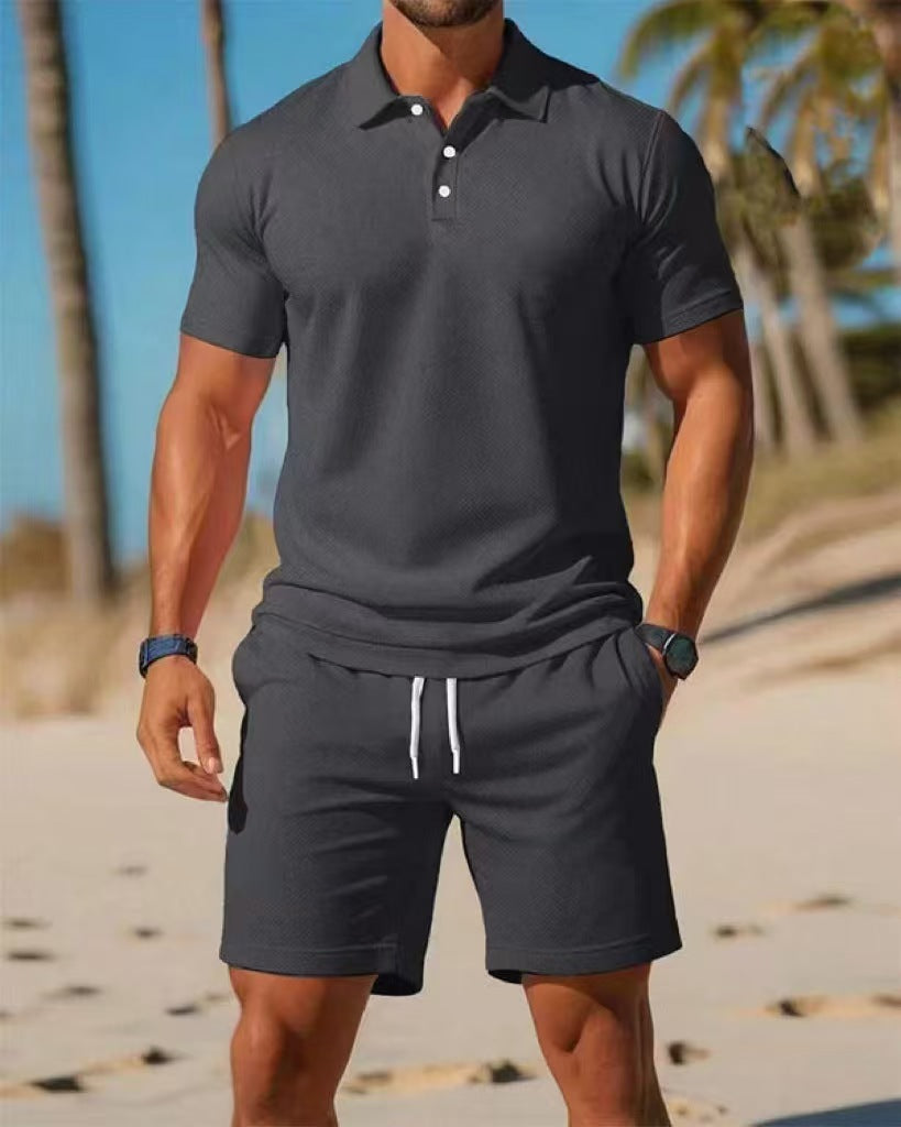 Men's Slim Fit Polo Shirt and Shorts Set