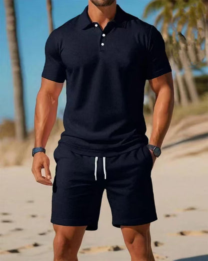 Men's Slim Fit Polo Shirt and Shorts Set
