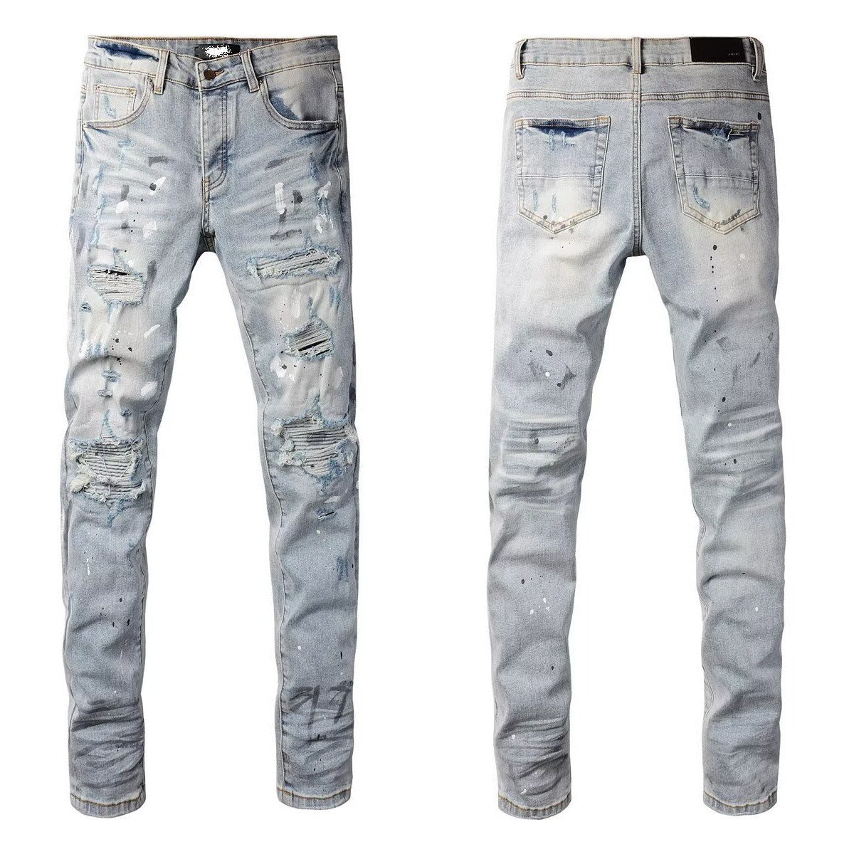 Men's Slim-Fit Stretch Printed Skinny Jeans