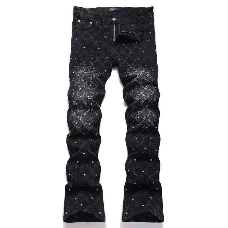 Men's Slim-Fit Stretch Printed Skinny Jeans