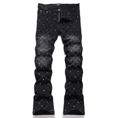 Men's Slim-Fit Stretch Printed Skinny Jeans