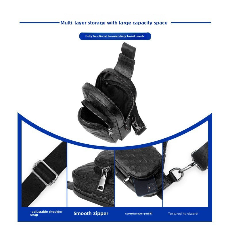 Men's Smart Fingerprint Lock Genuine Leather Cross-Body Chest Bag