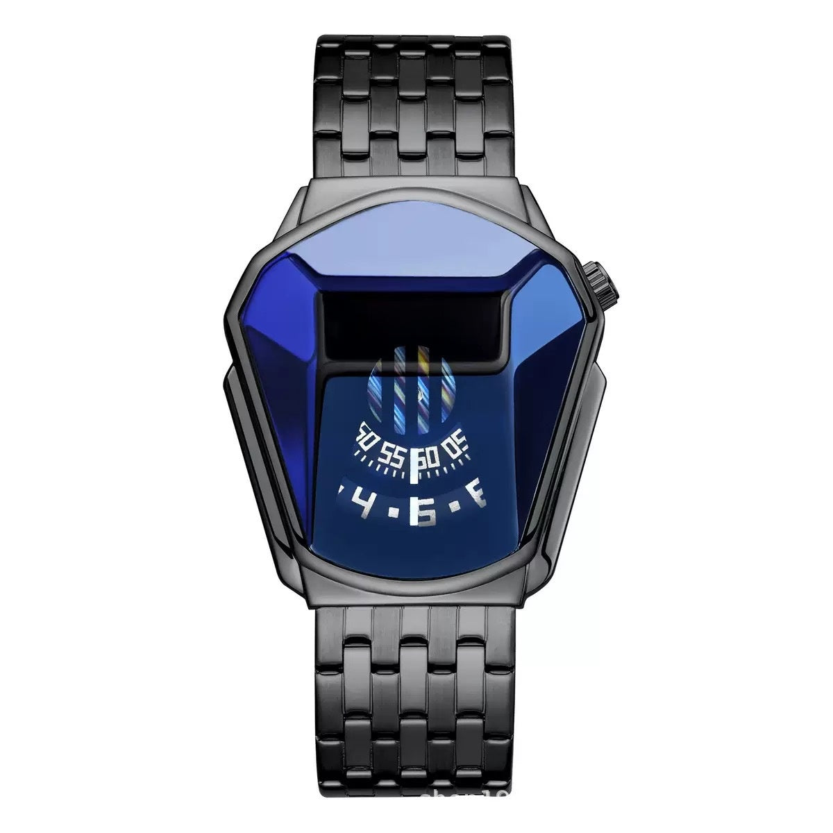 Men's Snake Head Blue Light Glass Diamond Display Quartz Watch