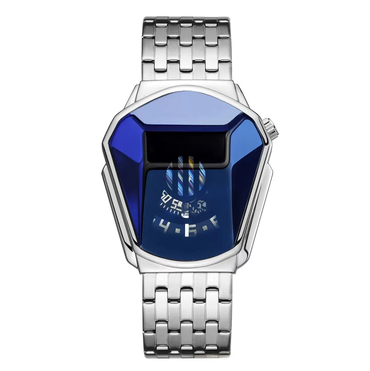 Men's Snake Head Blue Light Glass Diamond Display Quartz Watch