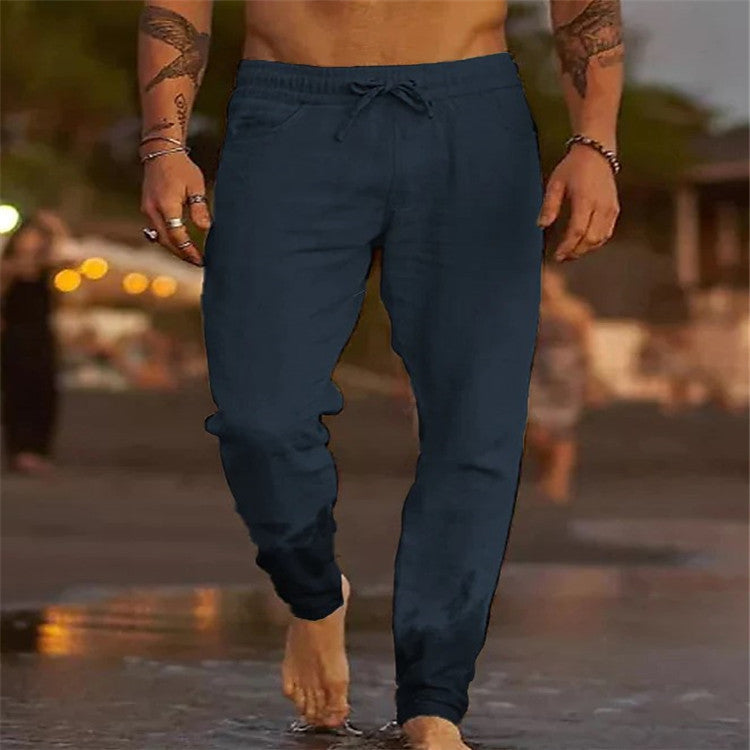 Men's Solid Color Drawstring Casual Pants