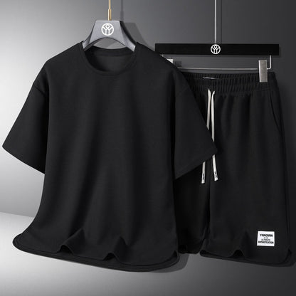 Men's solid-color simple short-sleeved shorts