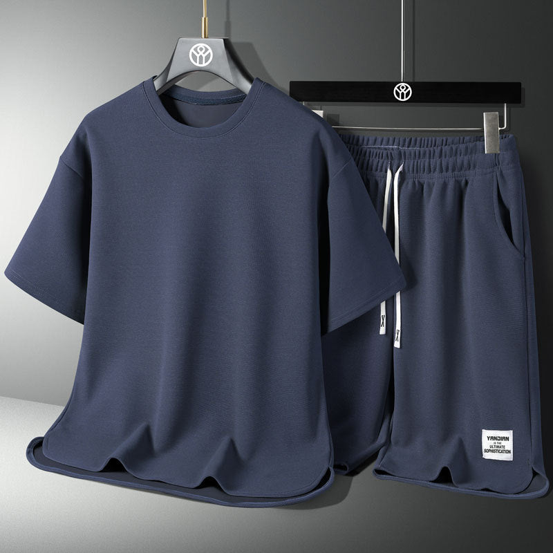 Men's solid-color simple short-sleeved shorts