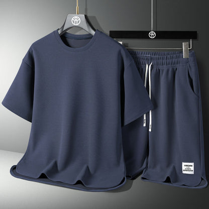 Men's solid-color simple short-sleeved shorts