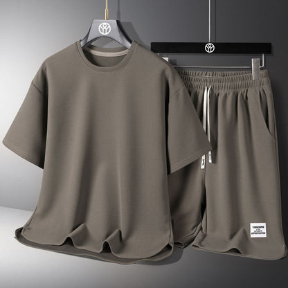 Men's solid-color simple short-sleeved shorts