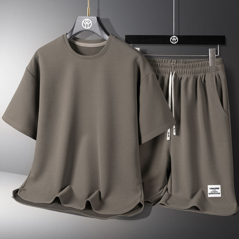 Men's solid-color simple short-sleeved shorts
