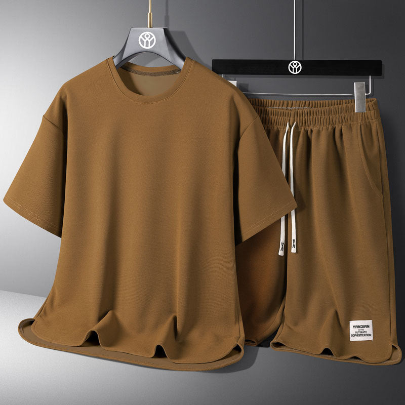 Men's solid-color simple short-sleeved shorts