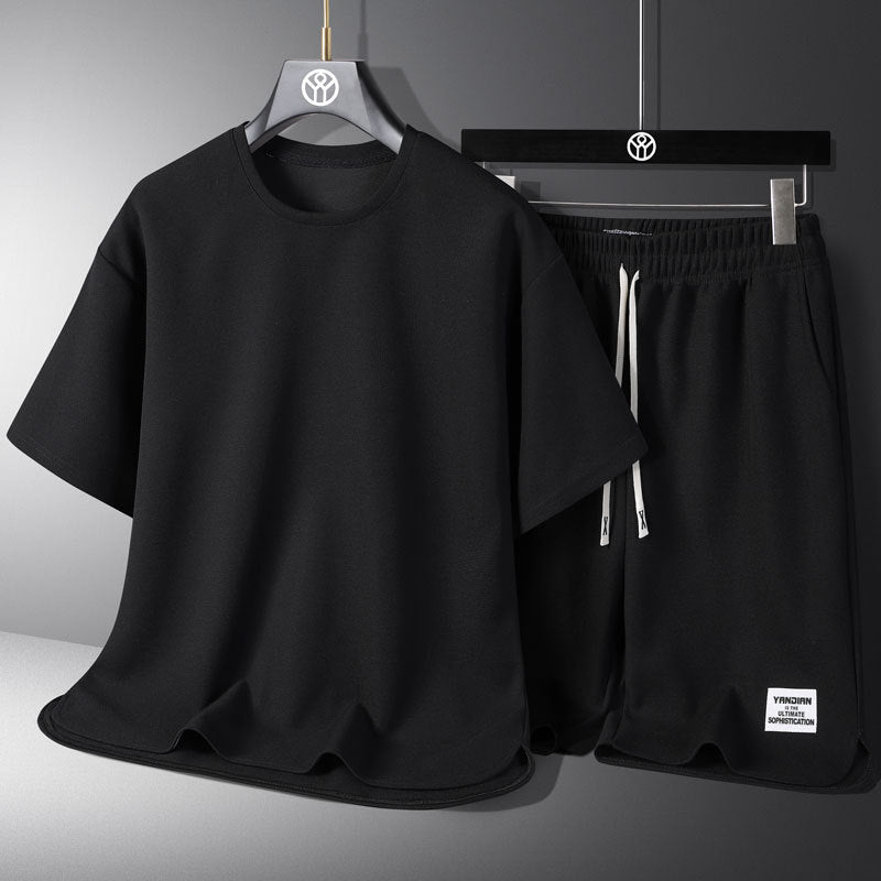 Men's solid-color simple short-sleeved shorts