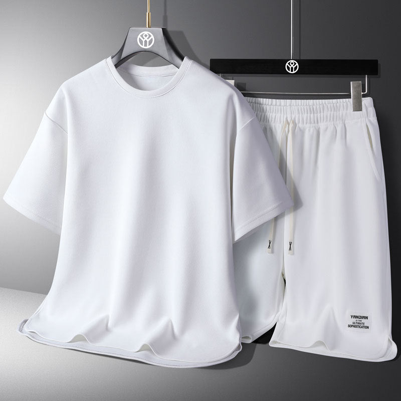 Men's solid-color simple short-sleeved shorts