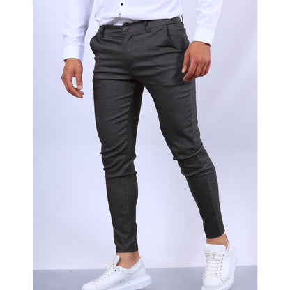 Men's Solid Color Texture Casual Foot Dress Pants