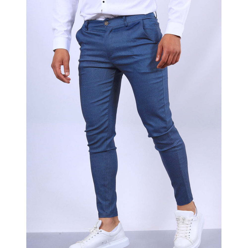 Men's Solid Color Texture Casual Foot Dress Pants