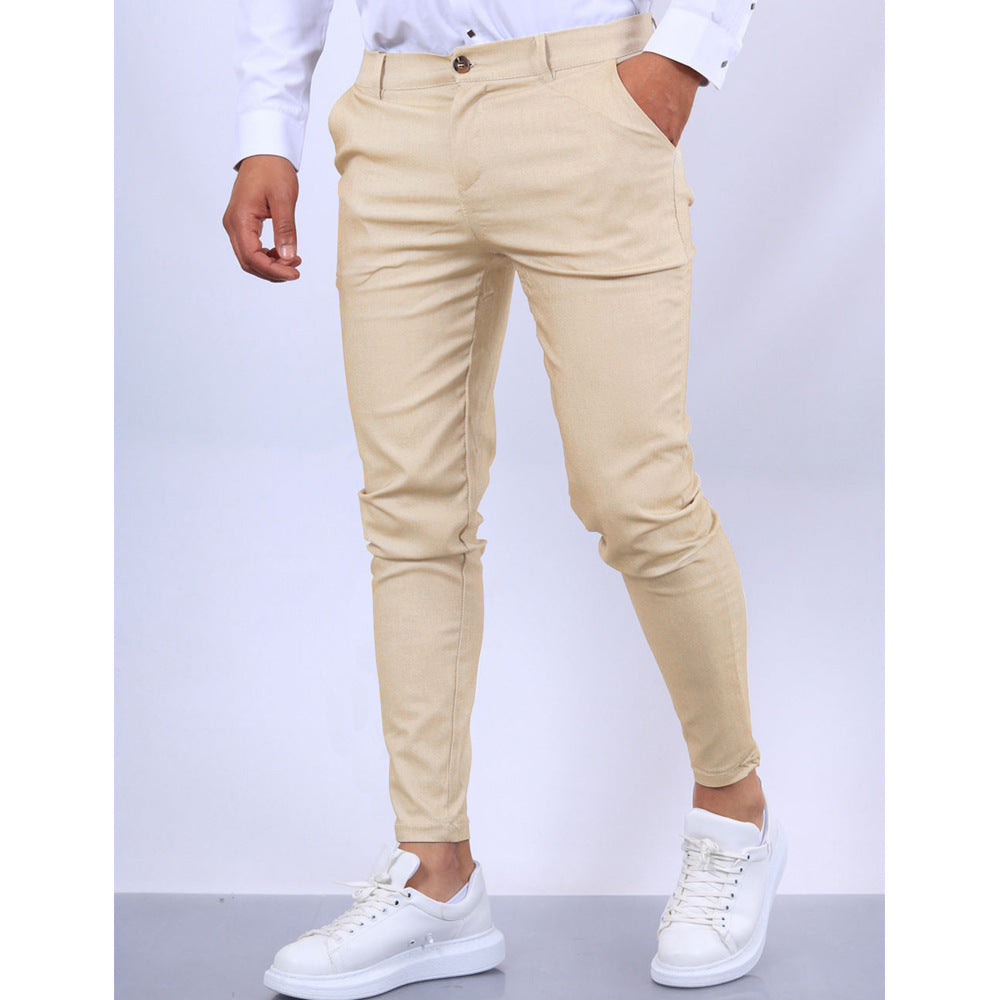 Men's Solid Color Texture Casual Foot Dress Pants