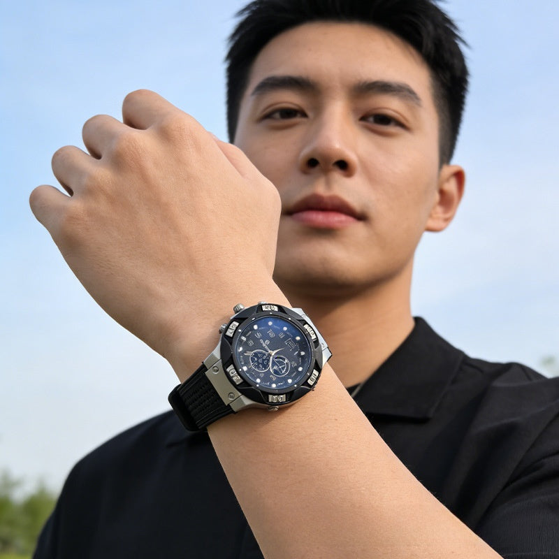 Men's Sports Casual Quartz Watch with Silicone Strap