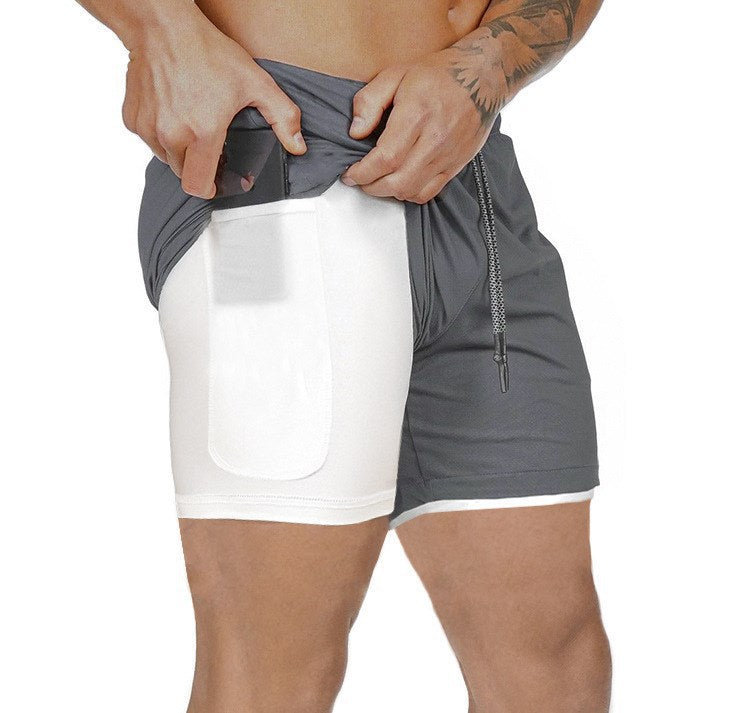 Men's sports double-layer shorts