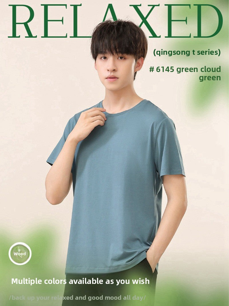 Men's spring and summer solid-color versatile T-shirts