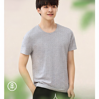 Men's spring and summer solid-color versatile T-shirts