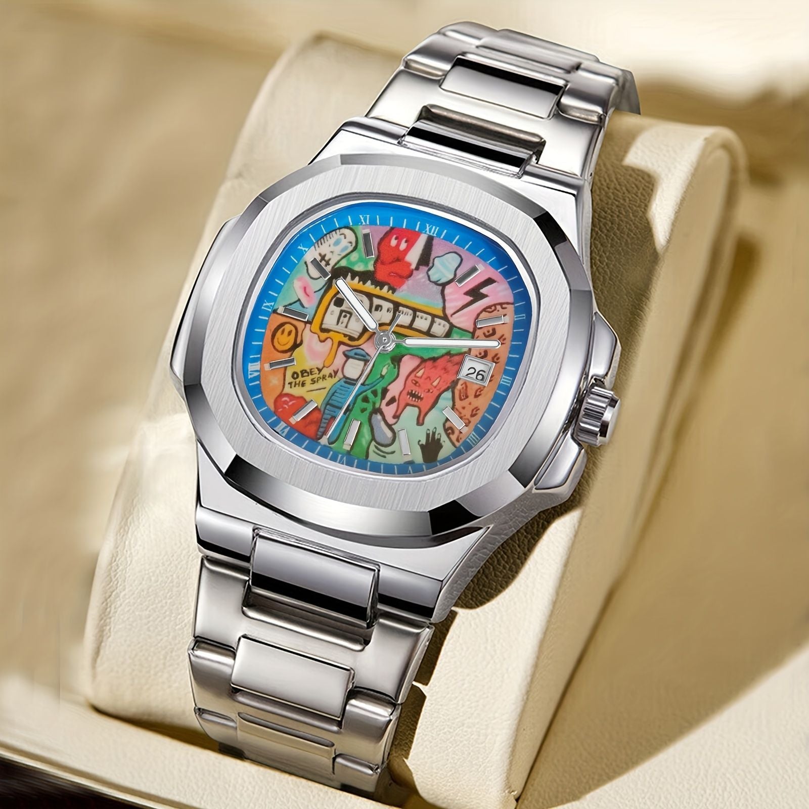 Men's Square Luminous Waterproof Watch with Calendar