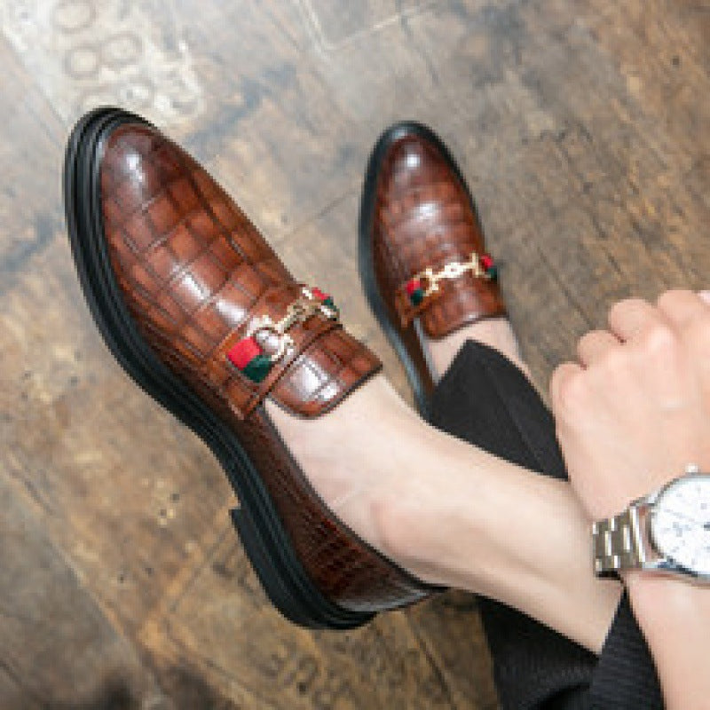 Men's Square Toe Leather Shoes Business Casual Wedding