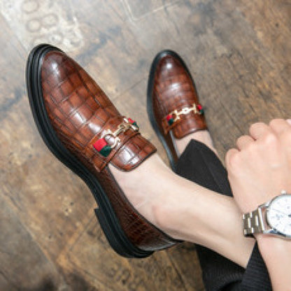 Men's Square Toe Leather Shoes Business Casual Wedding