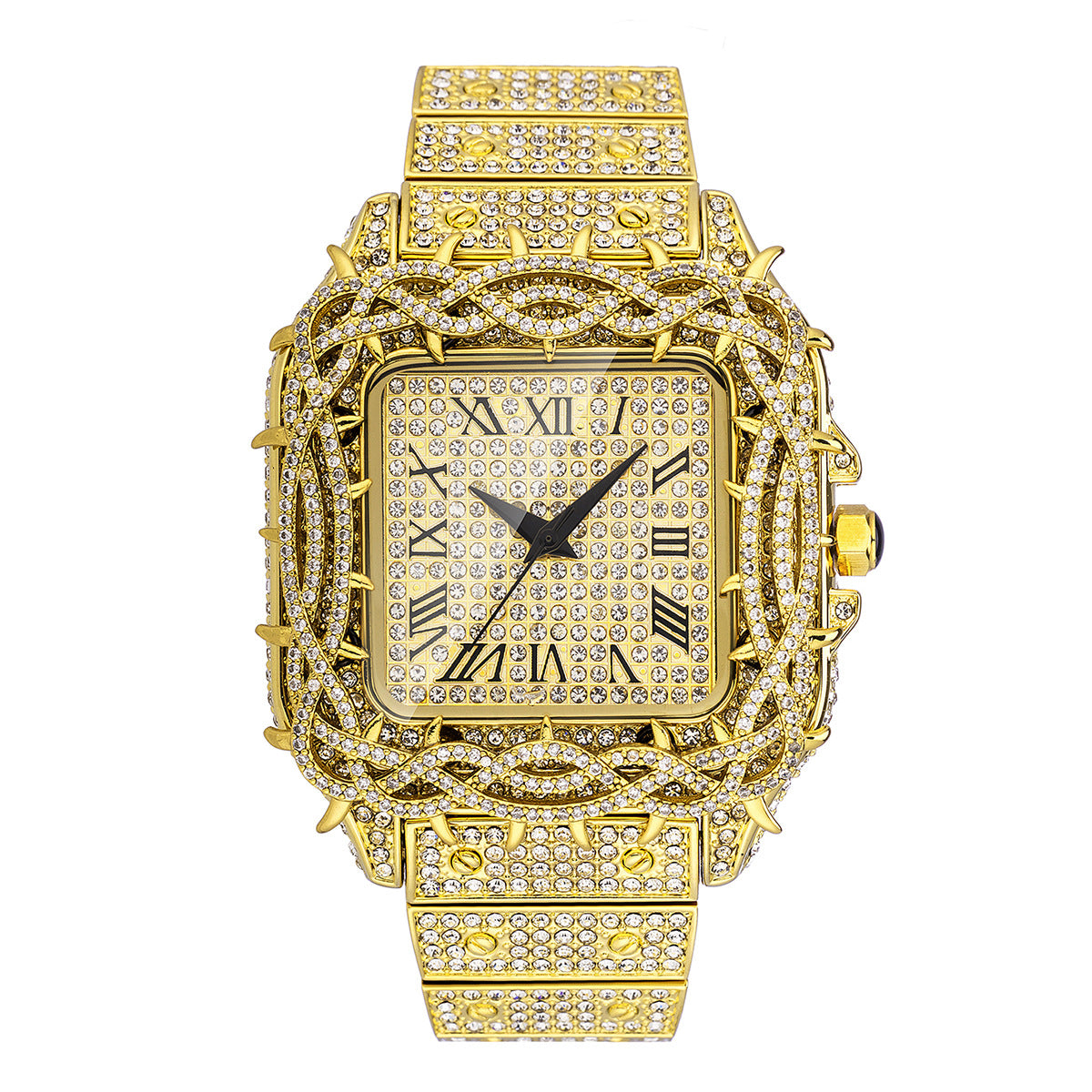 Men's Square Zircon Diamond Quartz Watch