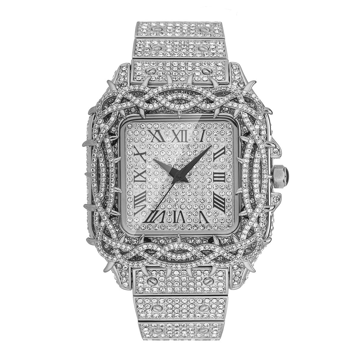 Men's Square Zircon Diamond Quartz Watch