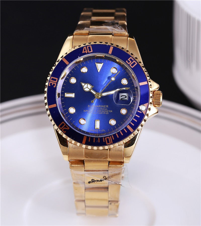 Men's Stainless Steel Quartz Watch with Calendar