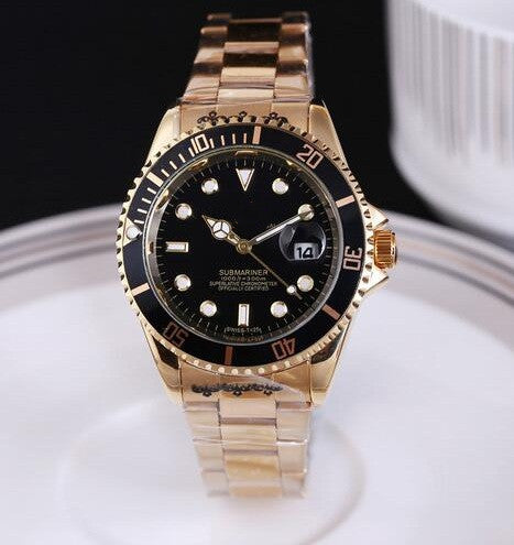 Men's Stainless Steel Quartz Watch with Calendar