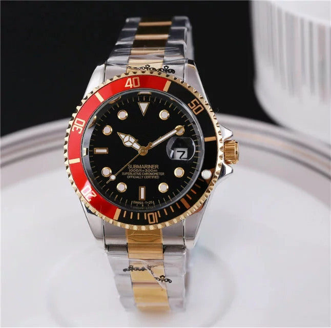 Men's Stainless Steel Quartz Watch with Calendar