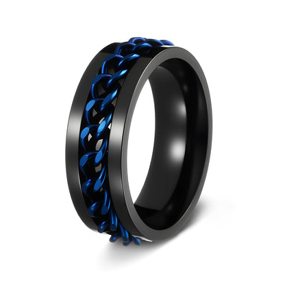 Men's Stainless Steel Rotating Jewelry Chain Ring, Stress-Relief Accessory