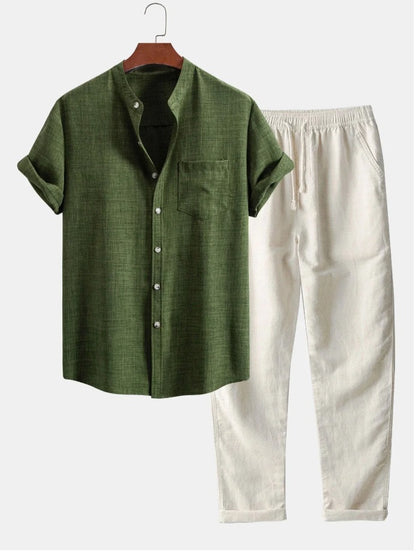 Men's Stand Collar Digital Print Shirt