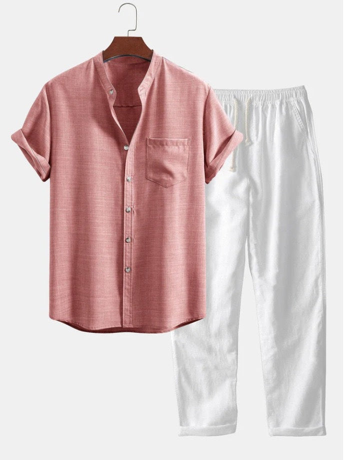 Men's Stand Collar Digital Print Shirt