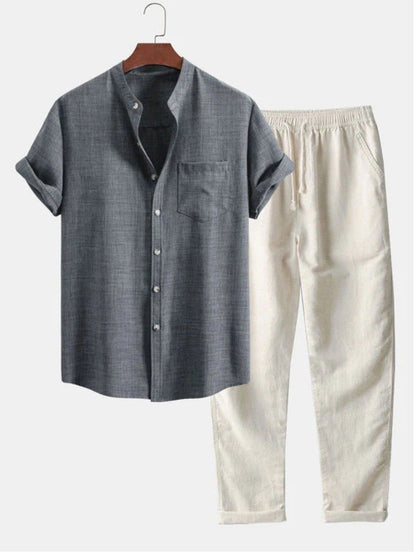 Men's Stand Collar Digital Print Shirt